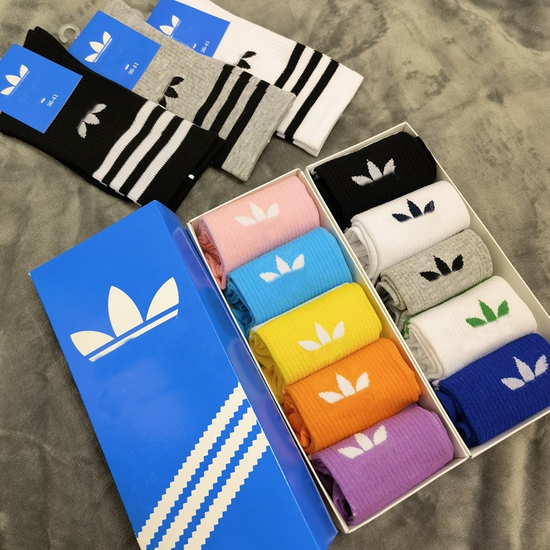 Five Pair Gift Box Clover Socks Men And Women Korean Style Mid-tube Socks Student Y Brand Internet Celebrity Couple Sports Socks