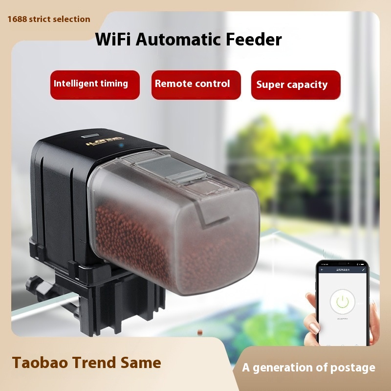 Automatic Fisherman Wi- Fi Pet Smart Feeder Fish Tank Timed Throwing Goldfish Turtle Aquarium Container Feeder