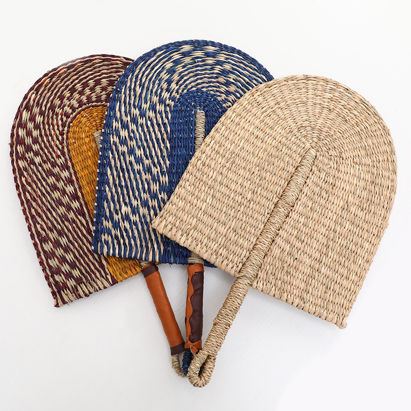 Home Style Straw Large Fan Pure Handmade Fan Retro Fan Ornaments