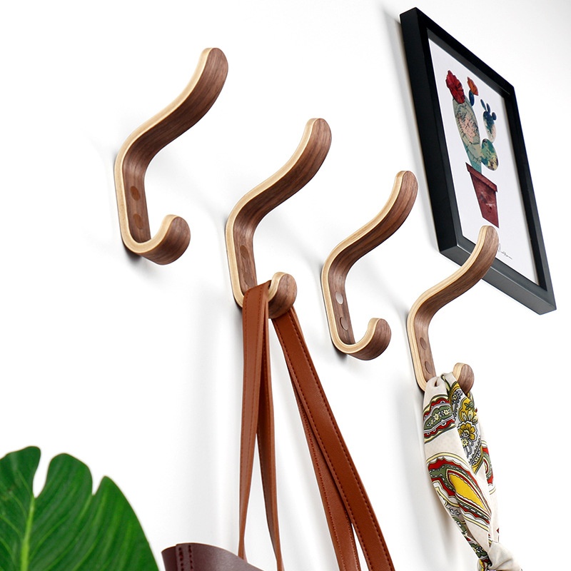 Black Walnut Wall Wooden Hook Bag Hat Storage Solid Wood Hook Fitting Room Dormitory Coat Hook