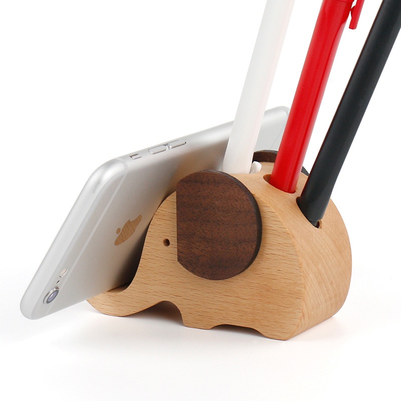 Mobile Phone Holder Creative Lazy Mobile Phone Holder Desktop Solid Wood Mobile Phone Holder Elephant Pen Holder Creative Solid Wood Mobile Phone Holder