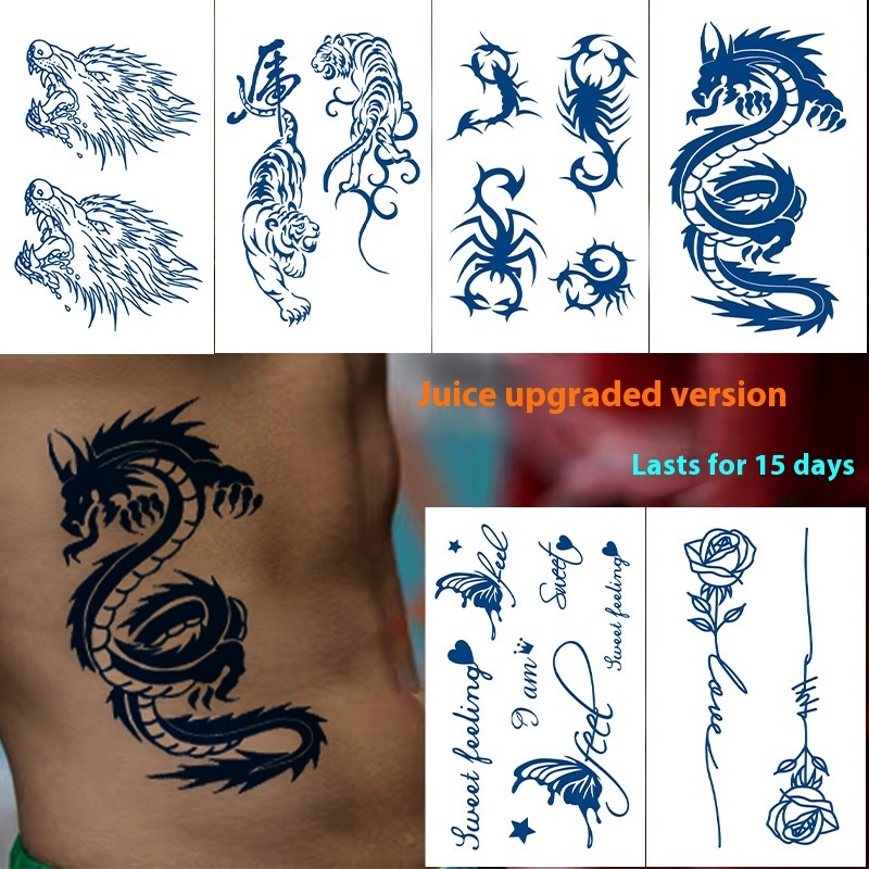 Herbal Tattoo Stickers Long-lasting Waterproof Juice Stickers Eagle Scorpion Popular Arm Half Arm Artificial Tattoo Stickers