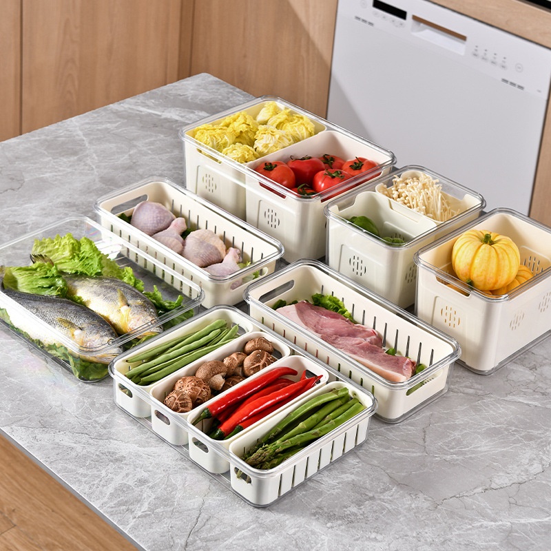 Fresh Storage Box Sealed Refrigerator Refrigerated Fruits And Vegetables Frozen Drain With Lid Portable Camping Outdoor Storage Box