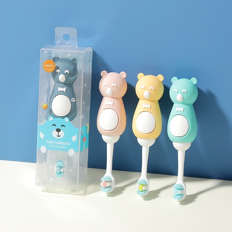 RAOYICartoon Bear Children's Toothbrush Single Pack2-6 Years Old Baby Color Bundle Wool Toothbrush