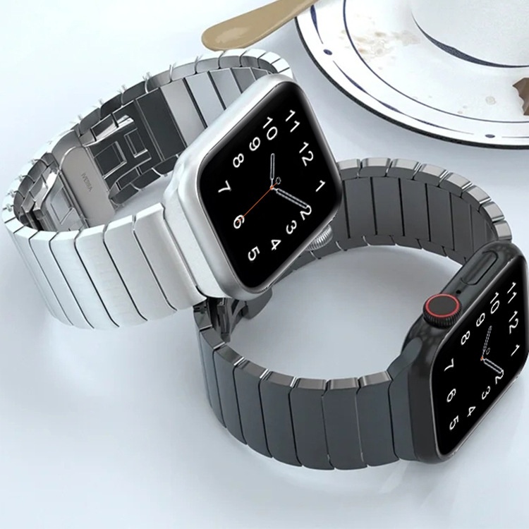 Suitable For Apple Watch Steel Strap Stainless Steel Solid One-piece Strap Apple Watch9 Butterfly Buckle Steel Strap