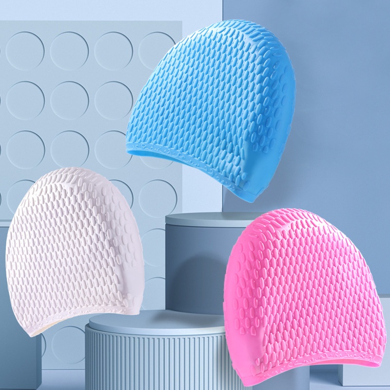 Silicone Water Drop Swimming Cap Does Not Squeeze The Head Fashion Enlarged Unisex Ear Protection Long Hair Swimming Cap