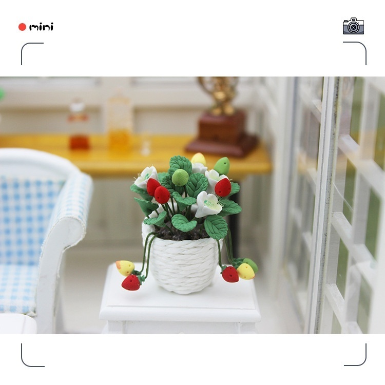 52 DOLLHOUSEDollhouse Accessories Model Miniature Food Play Scene Mini Potted Flowers K130