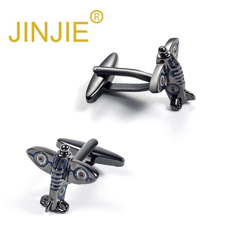 High-end Electroplating Gun Black Retro Airplane Metal Cufflinks Foreign Trade Men's French Cufflinks