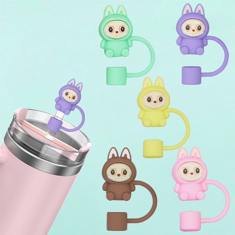 In Stock Rabbit Cloth Dust-proof Straw Cap Stanley Accessories Straw Plug 10mm Cartoon Straw Sleeve