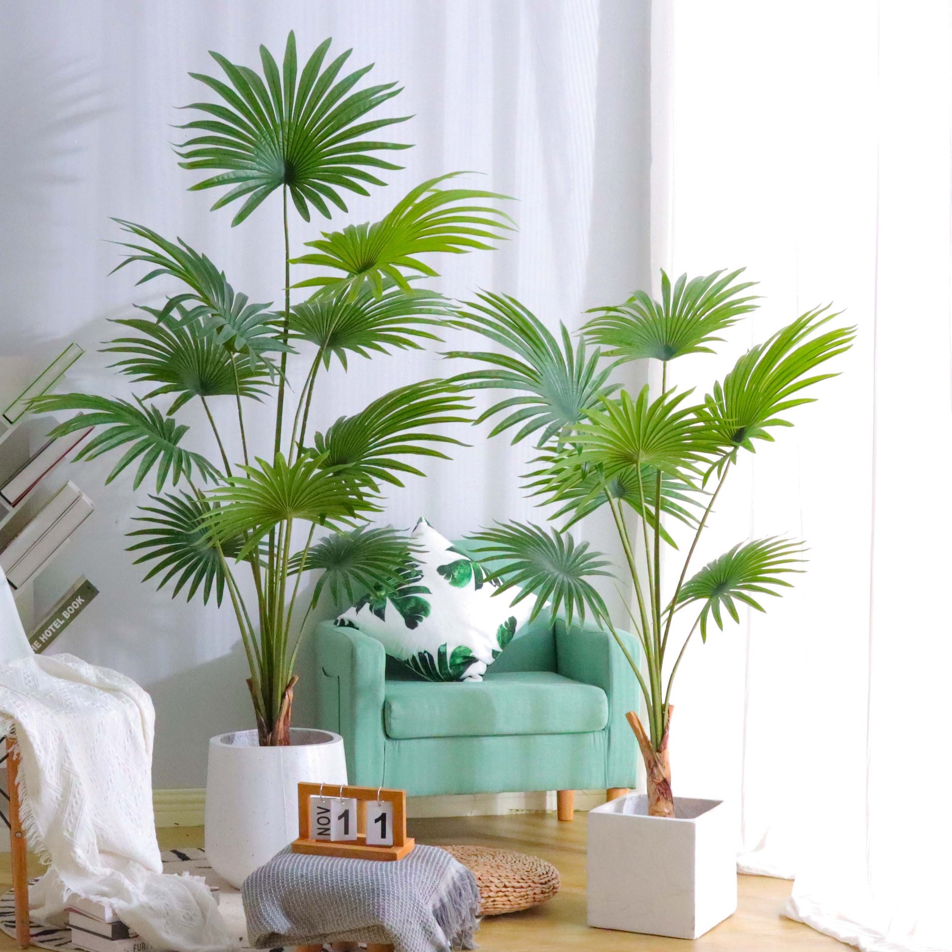 Nordic Large Simulation Plant California Fan Palm Decorative Potted High-end Light Luxury Living Room Fake Green Plant Fan Palm Tree Ornaments