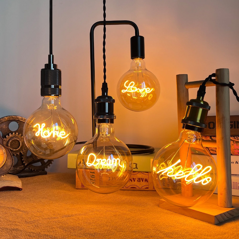 LEDFilament Lamp Letter Lamp LOVEHOMEHELLOAntique Lamp G125 Retro Shape Lamp Edison Bulb