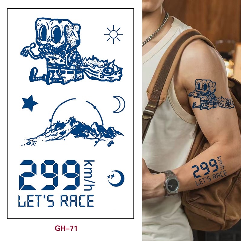 Semi-permanent Herbal Juice Tattoo Sticker Waterproof Sweat-proof Long-lasting Simulation Big Figure Flower Arm Tattoo Sticker