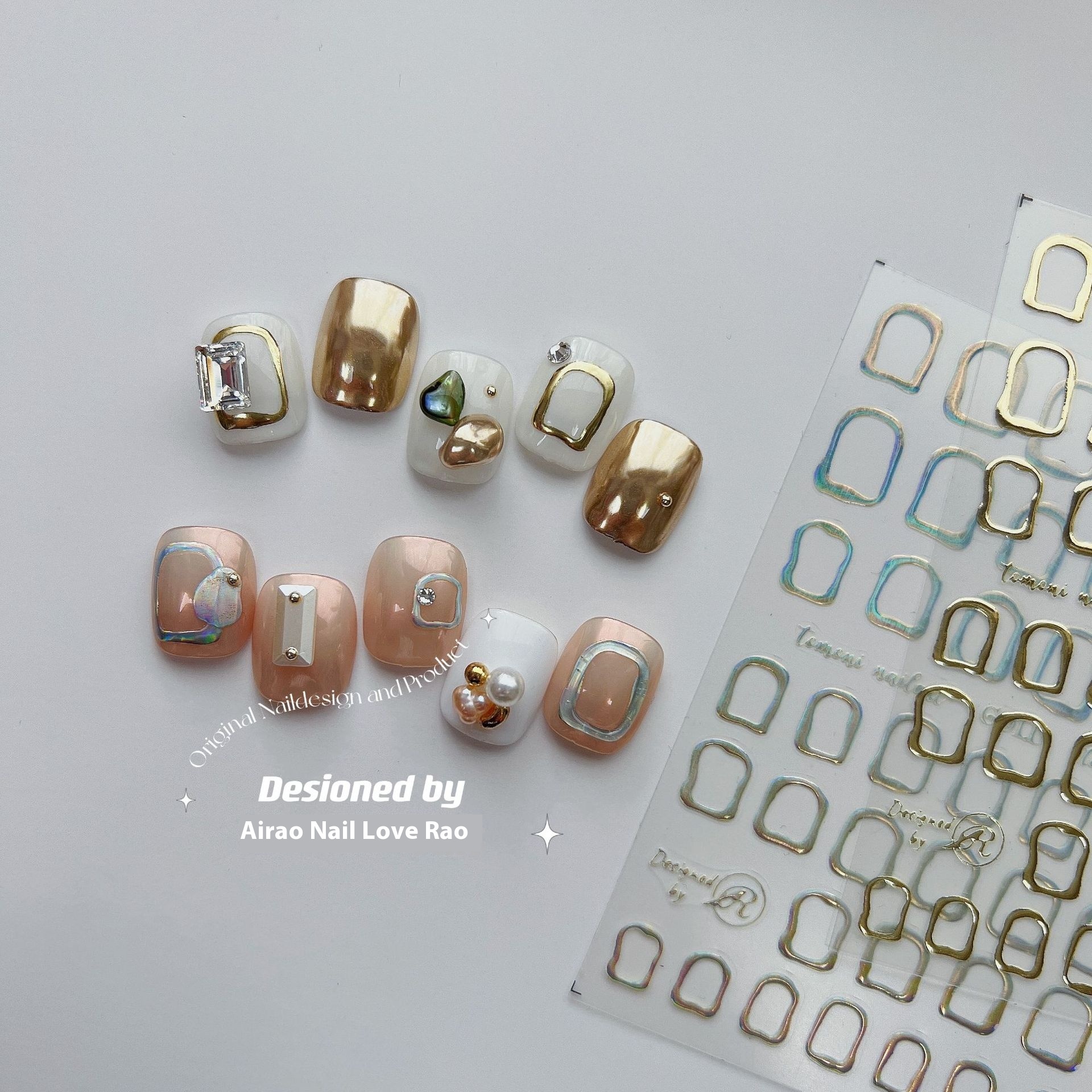 Tomoni Hot Stamping1197 Hot Style Adhesive Cute Nail Stickers Japanese Stickers5d Nail Stickers Gold Edge Red Heart