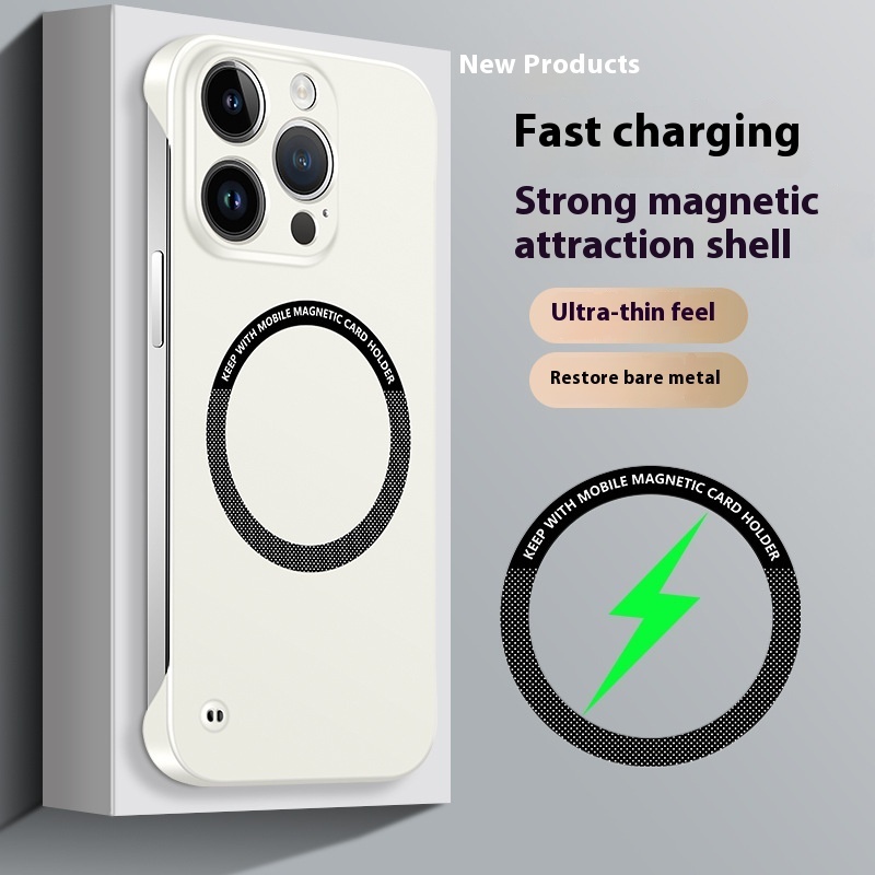 Applicable To IPhone15 Pro Max Borderless Mobile Phone Case Magsafe Magnetic Suction Apple14 Anti-fall13 Protective Cover