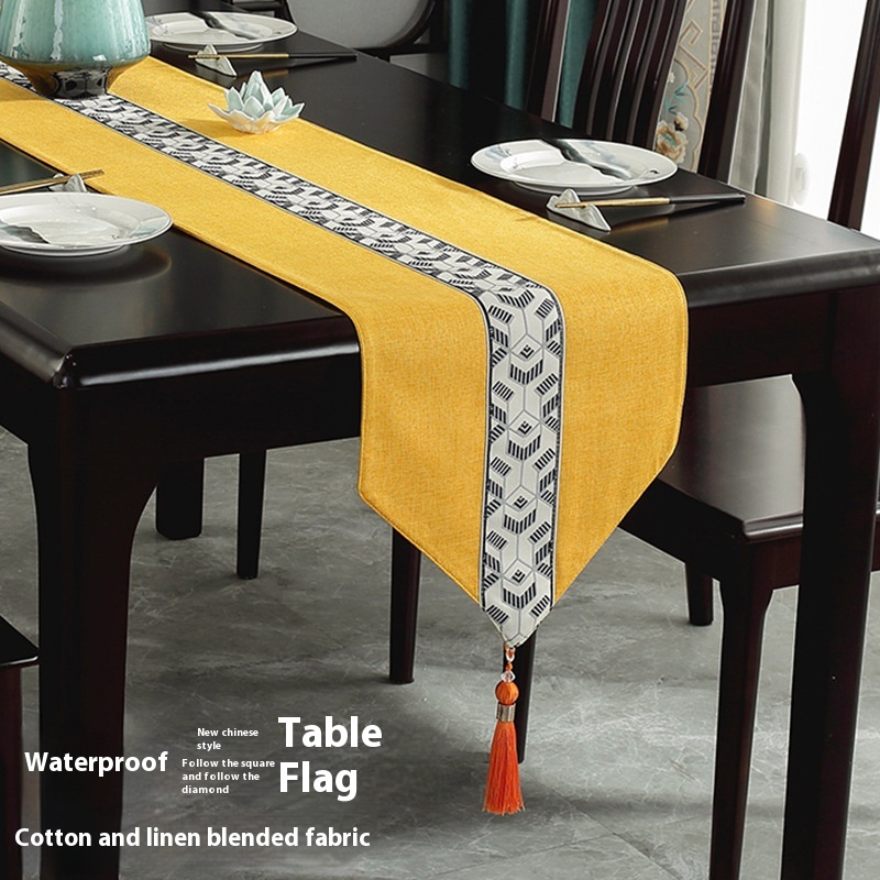 Henggang Waterproof Chinese Style Table Flag Zen Style Tea Table Tea Table Dining Table Tea Table Flag Table Cloth TVCabinet Cover Cloth