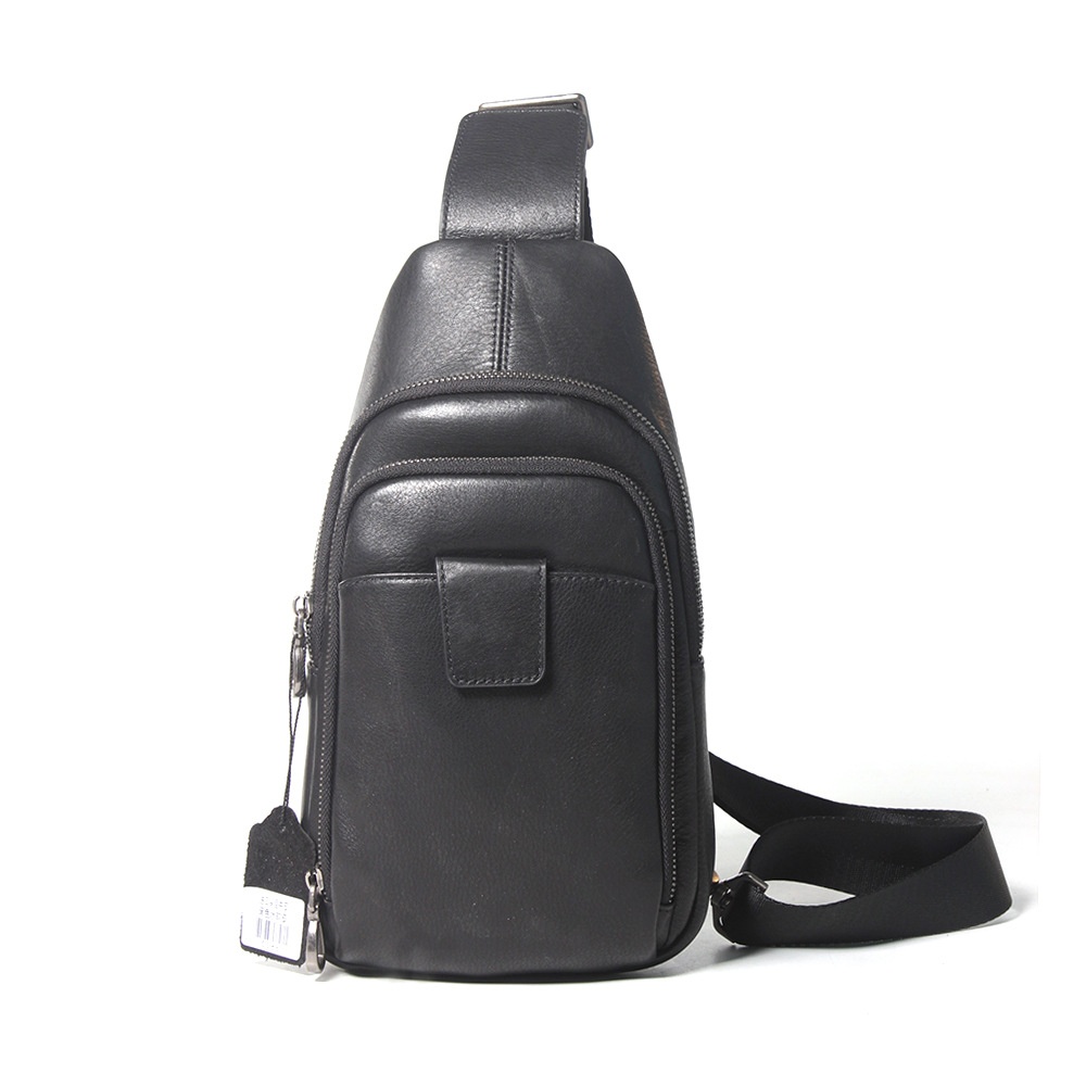 Men's First Layer Cowhide Chest Bag Leisure Water Soft Leather Men's Crossbody Shoulder Bag Multifunctional Fashion Men's Bag