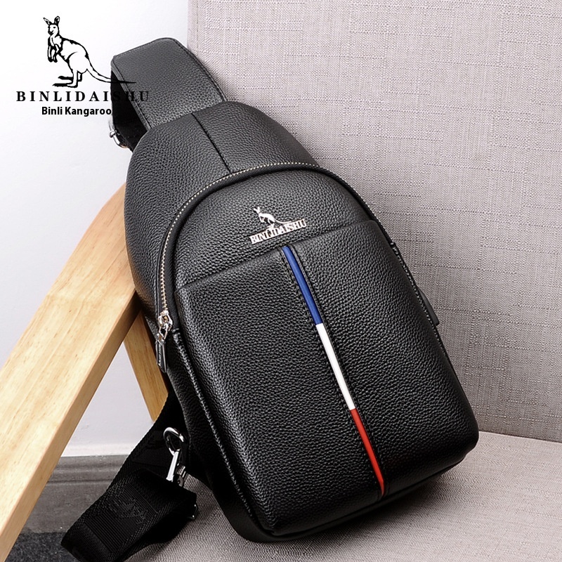 Summer Korean Style Waterproof USBContrast Color Men's Chest Bag Messenger Backpack