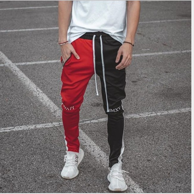 2019 Spring Men's Outdoor Leisure Sports Pants Cotton Splicing Elastic Slim Fit Fitness Pants