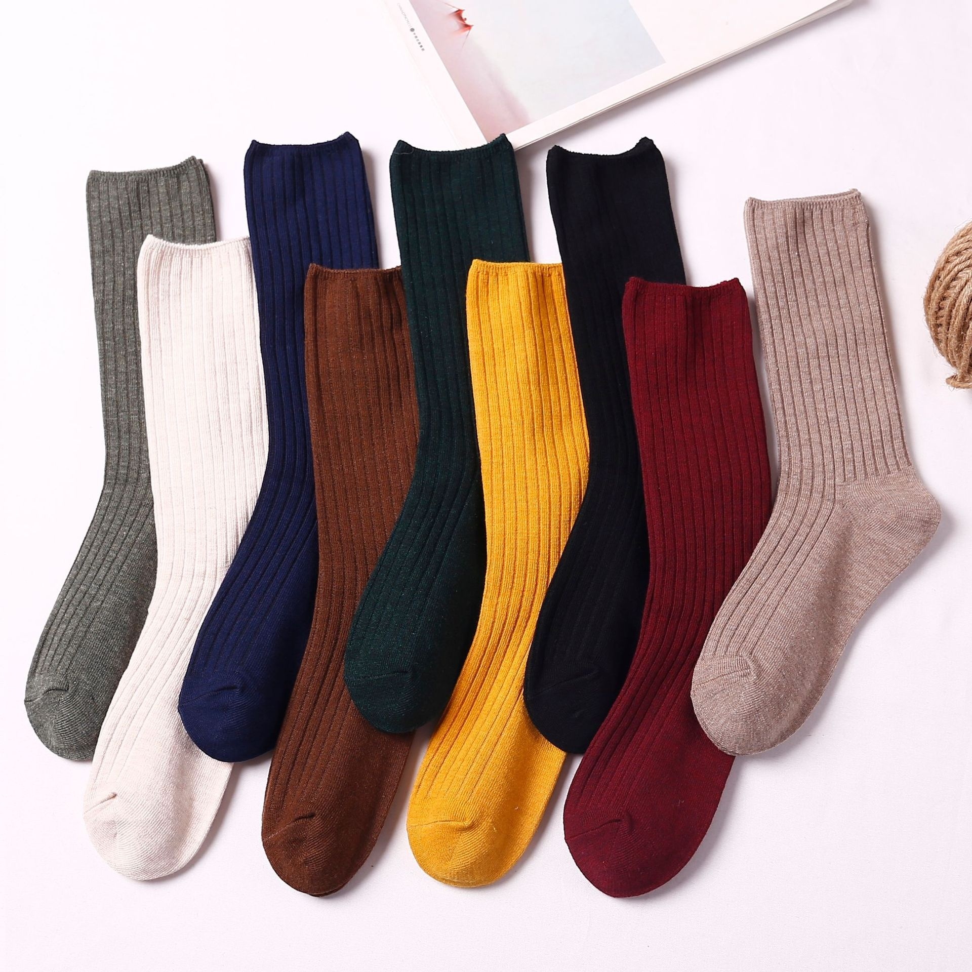 Autumn And Winter Style Pile Socks For Women All-match Solid Color Breathable Mid-tube Cotton Socks Women's Socks