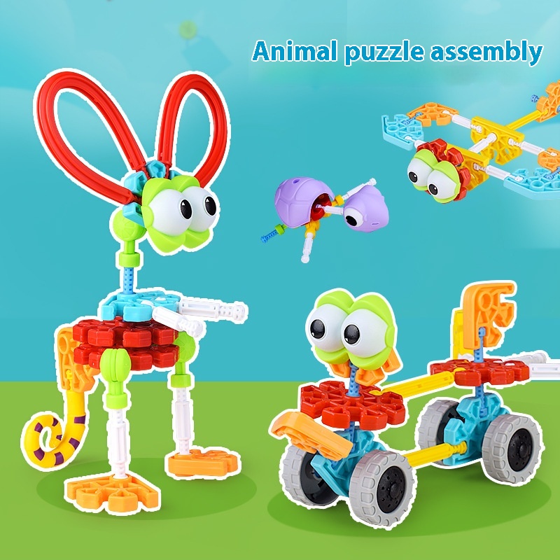 Children's Building Blocks Baby Jungleects Animals Three-dimensional Puzzle Plug-in Education Educational Boys And Girls Toys