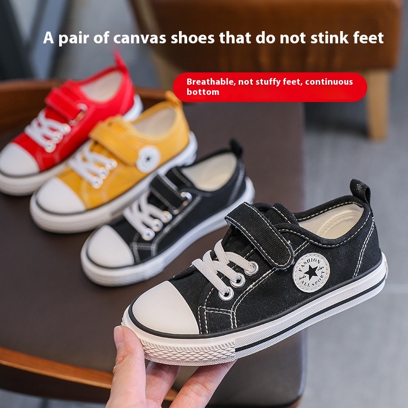 Summer Children's Magic Stick Canvas Shoes Korean Version Small Cloth Shoes Big Boys And Girls Soft Sole Parent-child Shoes