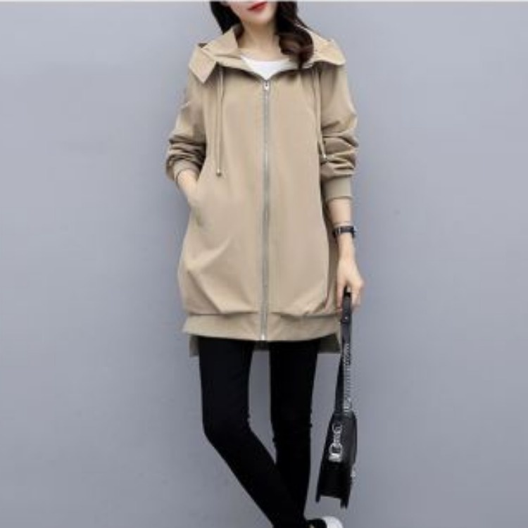 Medium-length Fat Mm Autumn Windbreaker Female Autumn And Winter Korean Version Of Casual Hoodie Temperament Coat - 3