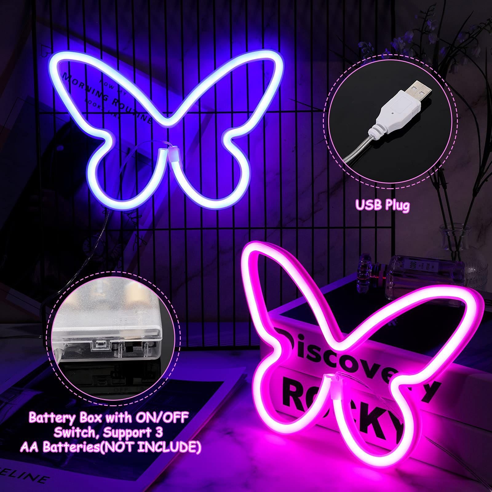 Butterfly Neon Light Led Animal Shape Light Shopping Mall Bar Wedding Event Decoration Atmosphere Light Lantern Night Light