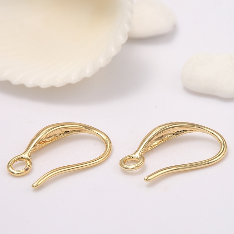 Han Shangna Copper Plated14k Gold-plated Color-preserving Ear Hooks DIYEarring Accessories Simple Glossy Earringss
