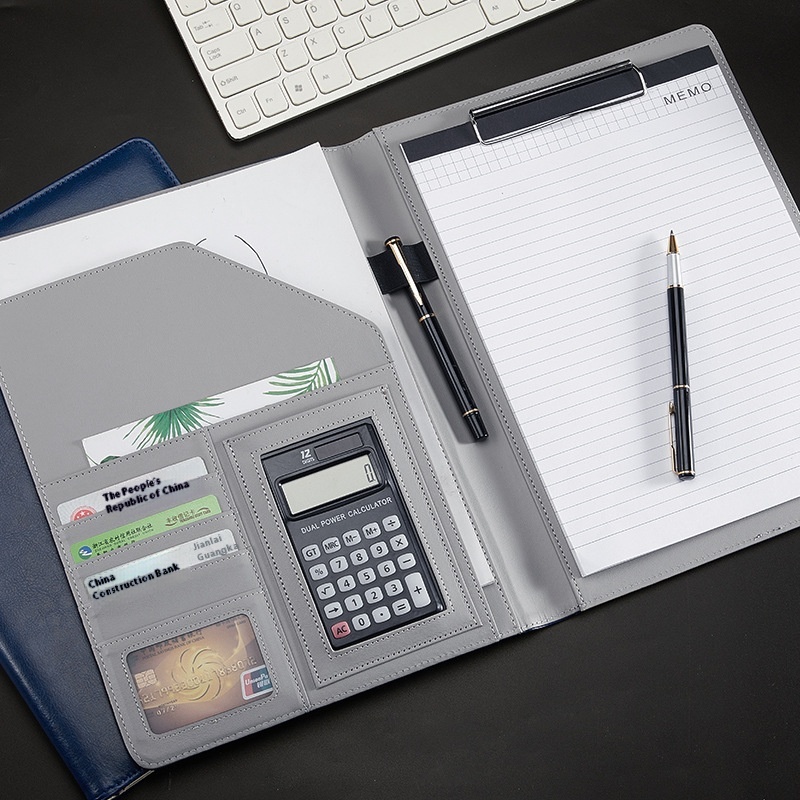 A4 Multifunctional Folder Business Sales Leather Manager Folder Pad Contract Folder Signing Book Talk Single Writing Pad