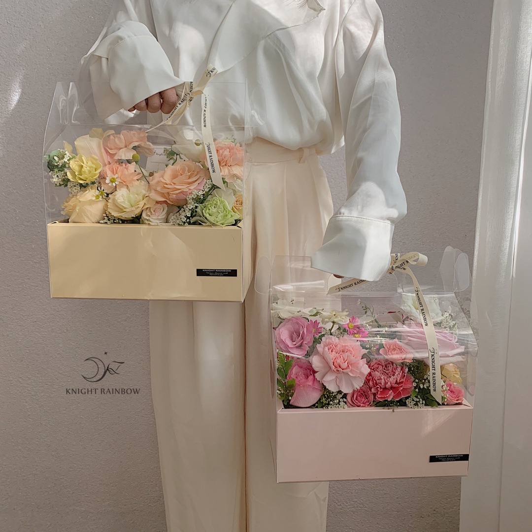 Holiday Birthday Cake Box Food Transparent Gift Box Flower Gift Box Bouquet Handheld Box Flower Art Flower Shop