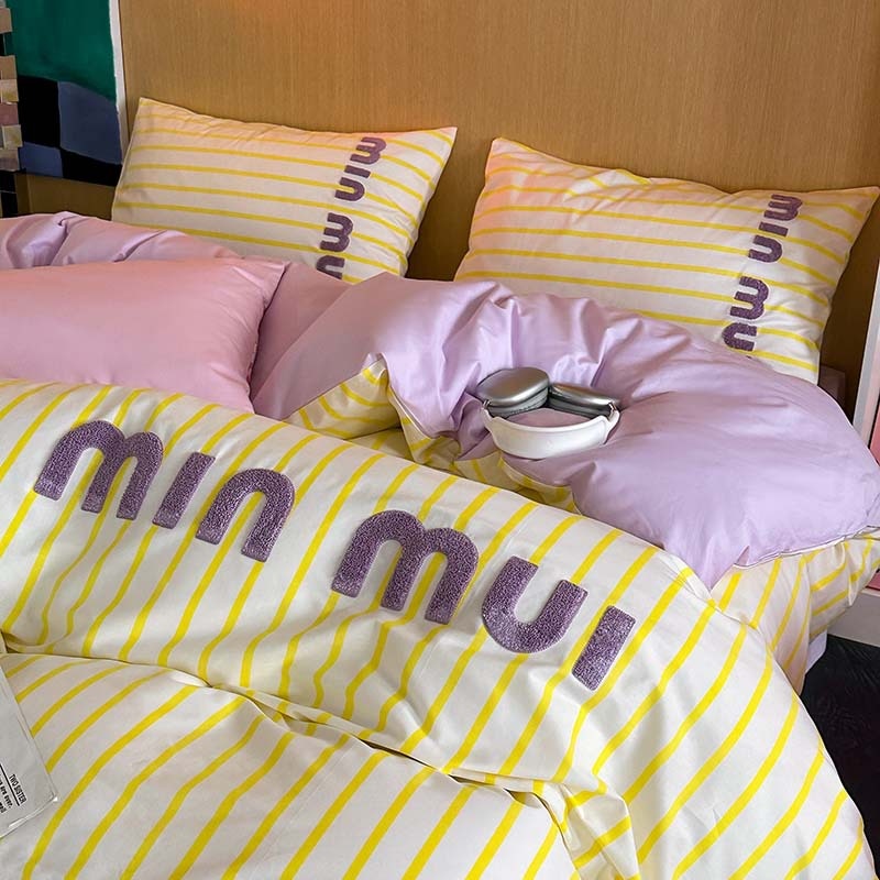 Pure Cotton Striped Towel Embroidered Bedding Four-piece Set Pure Cotton1.5m1.8m