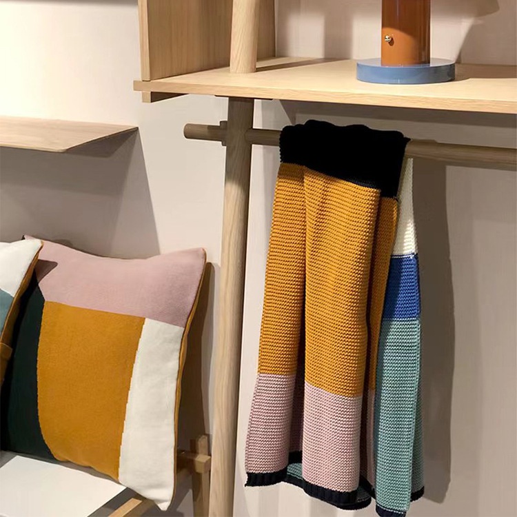 Modern Simple Striped Wool Knitted Blanket Nordic Bohemian Model Room Bed End Blanket Nap Blanket Drape