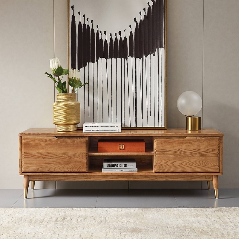 Modern Minimalist White Waxwood Light Luxury TVCabinet Coffee Table Combination