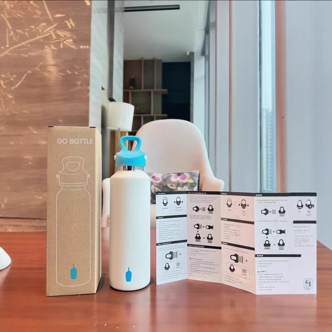 蓝瓶子保温杯咖啡韩国限定 超治愈色系 超大号运动保温杯 细节质