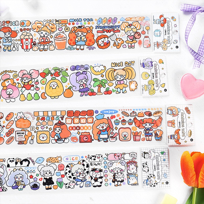 Infeel.me P E T Strip Tape Flavor Of Life Series Collage Hand Account Material Stickers4 Types
