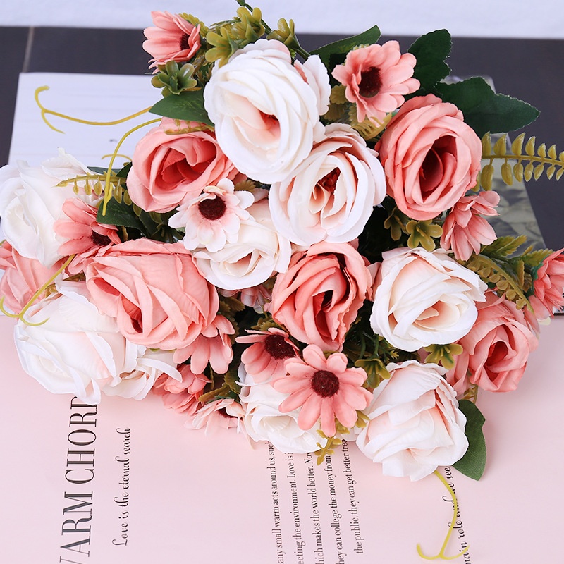 European Style Simulated Curling Rose Wedding Bouquet Wedding Photography Props Floral Home Decoration Simulated Flowers