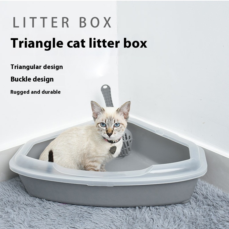 Semi-enclosed Triangular Cat Litter Box Cat Cage Cat Toilet Deodorant Large Anti-splash Cat Litter Box Corner Cat Litter Tray
