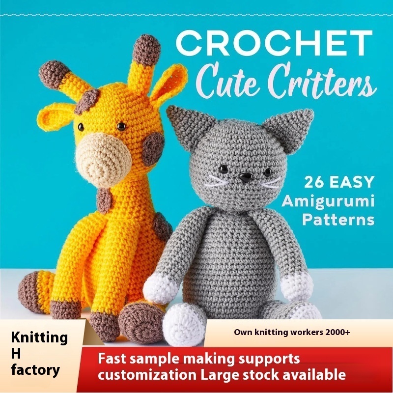 Custom Hand-woven Doll Pure Wool Knitted Animal Wool Toys Crocheted Ornaments Finished