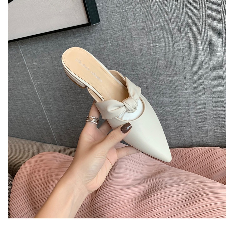 Su Yinyin Pointed Flat Sandals French Summer Baotou Half Slippers Mules For Women To Wear Outside