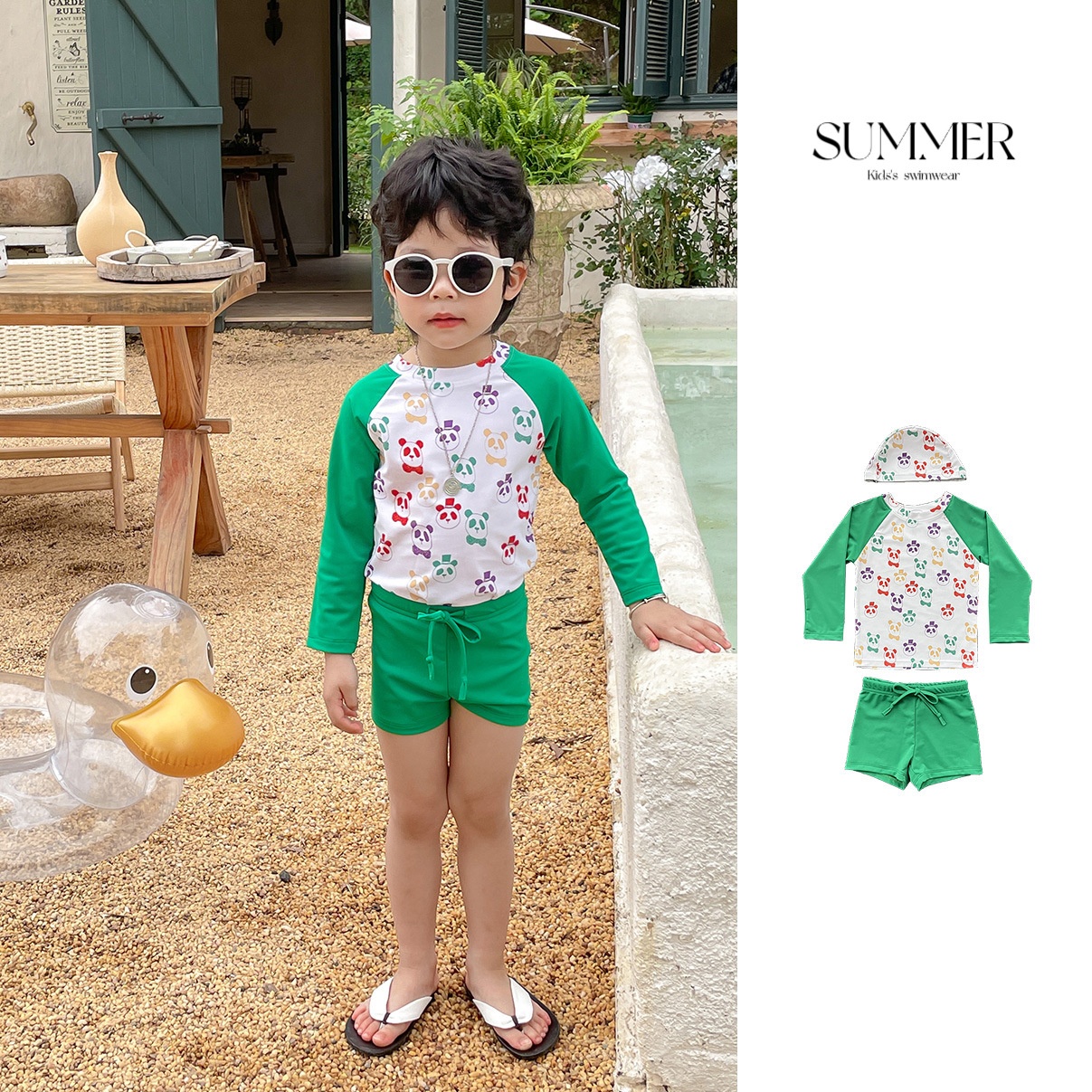 Children's Swimsuit Boy Split Quick-drying Student Hot Spring Vacation Swimsuit Small And Medium Children's Cartoon Swimsuit