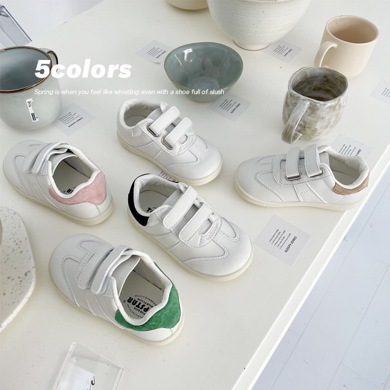 Spring Korean Children's White Shoes Velcro Shoes Boys Soft Bottom Girls Shoes1619