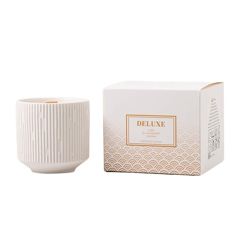 B Y M E Meteor Pattern Ceramic Cup Yihe Osmanthus Aromatherapy Candle Wood Wick Scented Candle Niche High-end Christmas Gift - 5