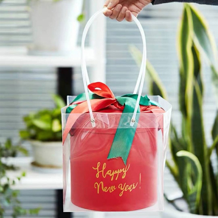 PVCPlastic Transparent Bag Handbag Gift Bag Flower Bag Packaging Bag Gift Bag Flower Shop Floral Material