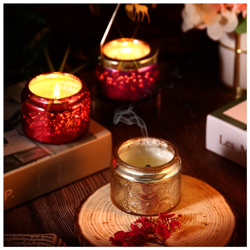 Starry Sky Aromatherapy Candle Essential Oil Indoor Souvenir Relief Glass Gift Box Jar Smokeless Soybean Wax Essential Oil - 1