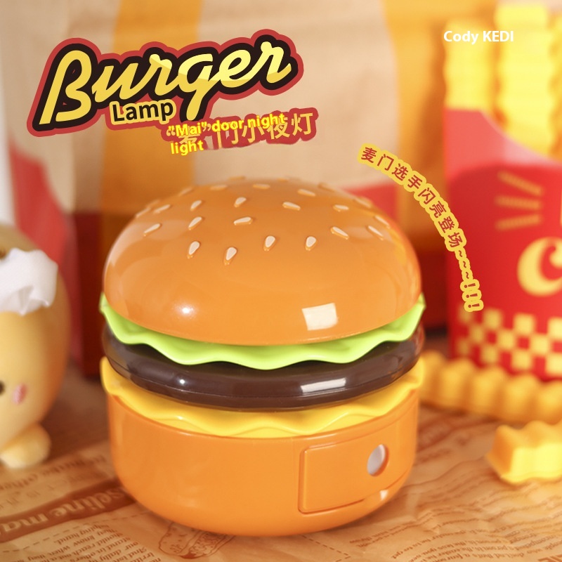 Creative Hamburger Night Light Bedroom Sleep Light Student Study Desk Small Table Lamp Atmosphere Light Ornaments