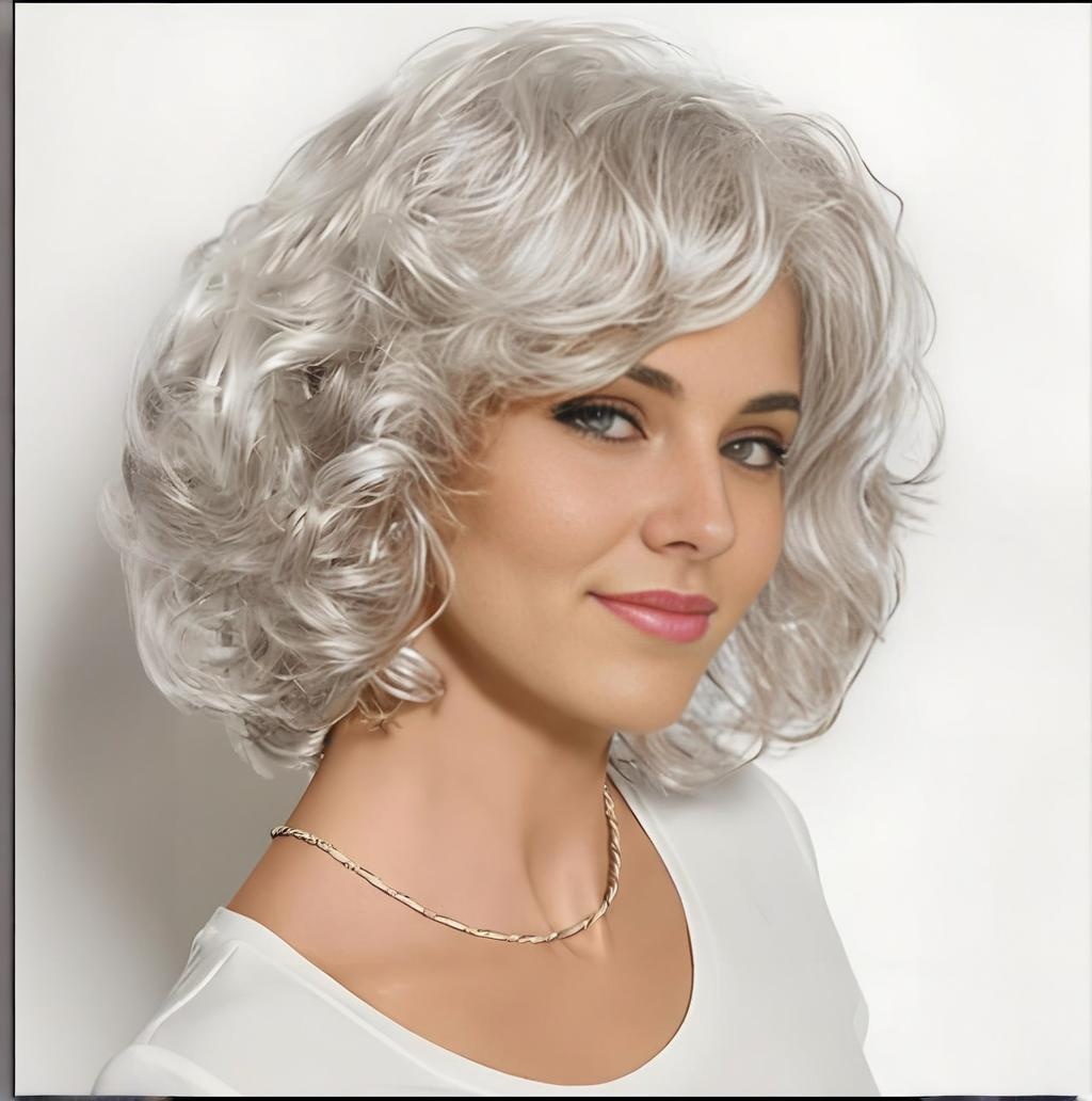 Foreign Trade Stage Performance Wig Headgear Granny Gray Performance Special European And American Ladies Curly Hair Gray Wig