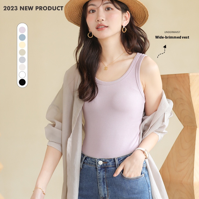 Spring And Summer Thin Versatile Japanese And Korean Style Small Vest Sling Outer Wear Slim Fit Top Slim Sleeveless T-shirt Bottoming Shirt