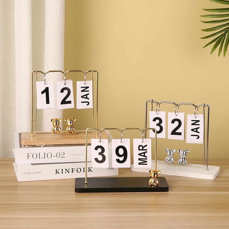 Creative Bear Swing Calendar Bedroom Desk Office Desktop Calendar Ornaments Student Gift Hanging Perpetual Calendar