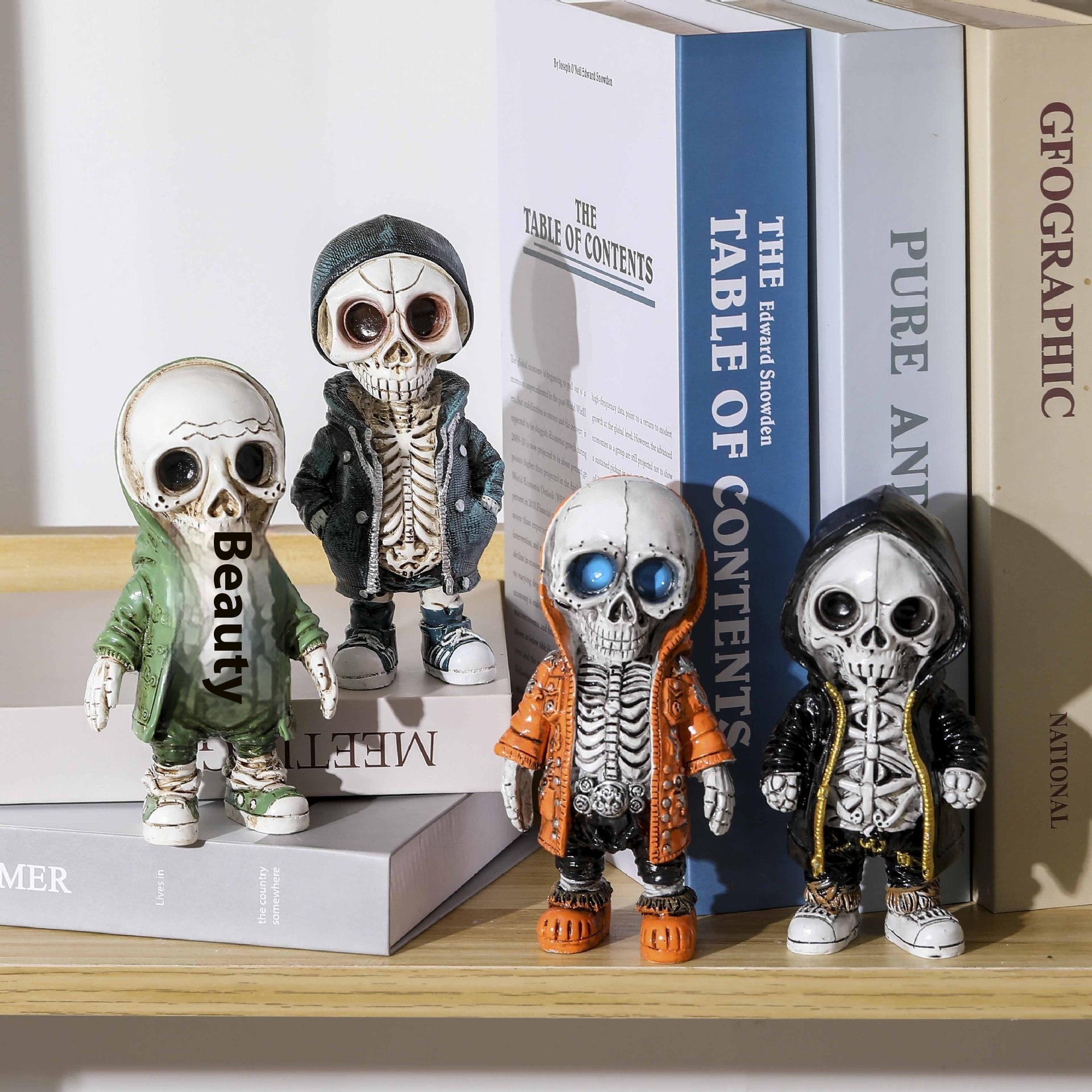 Halloween Decorations Skeleton Doll Resin Crafts Ornaments Home Bookshelf Art Creative Decorations