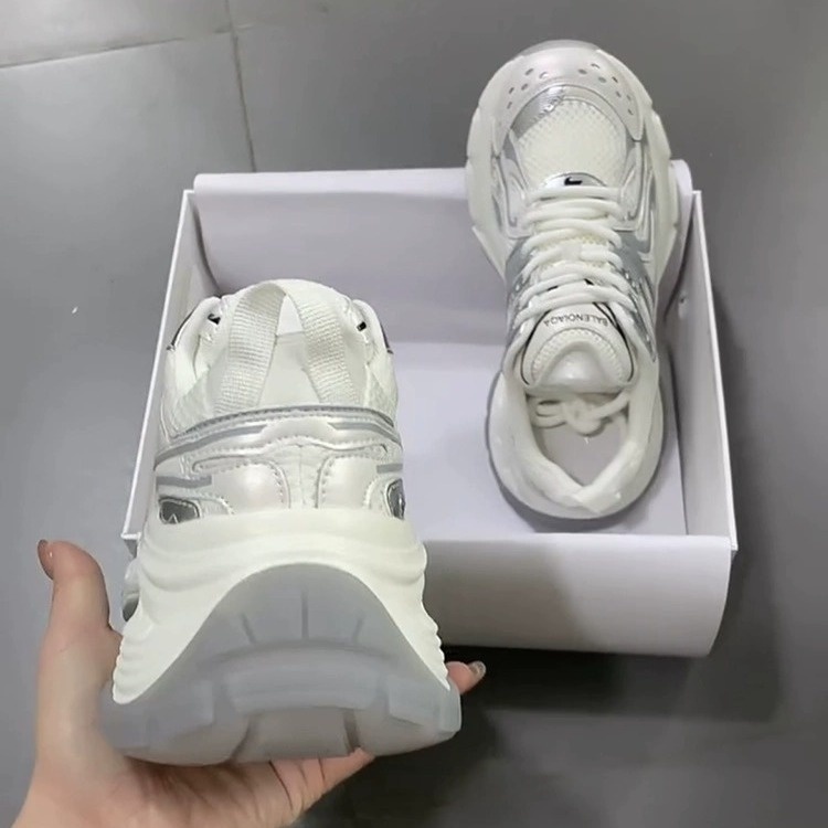 Garoya Spring Thick-soled Fashionable Dad Shoes Genuine Leather Net Celebrity Color Matching Sports Leisure Mesh Women's Shoes